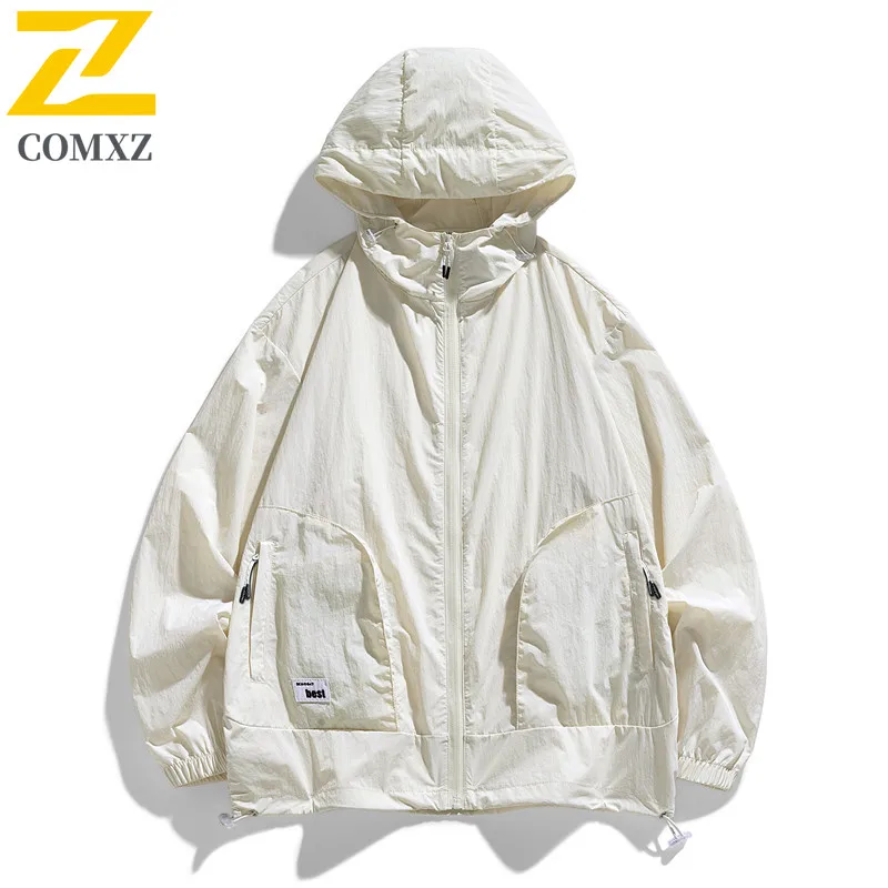 plus size Jacket Men's 2025 New Summer Casual Ice Silk Cool UV Sunscreen Hooded Coat Hiking Fishing Lightweight Skin Windbreaker