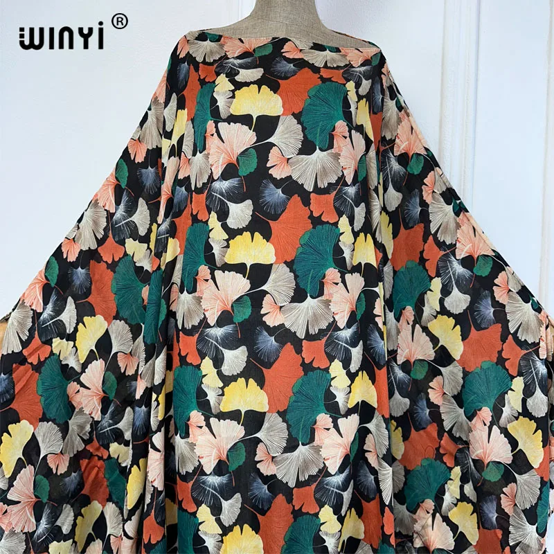 WINYI Africa beach print dress abito con frange donna abito elegante medio oriente caftano femminile abaya dubai luxury beach cover up