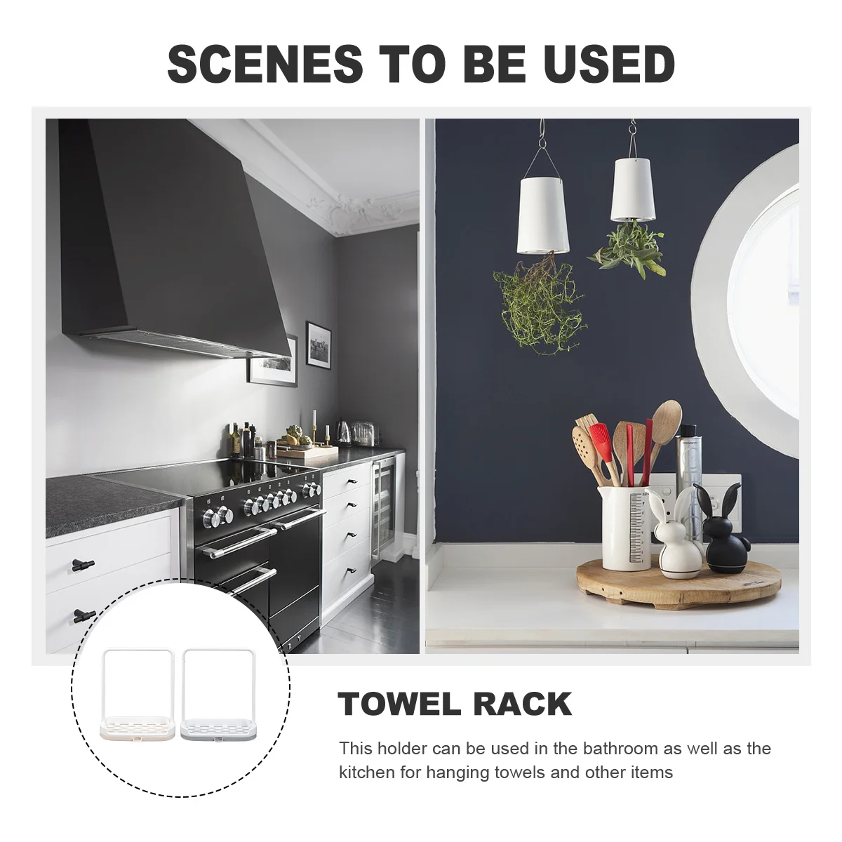 

2Pcs Plastic Towel Shelf Space-Saving Kitchen Storage Rack Fine Workmanship Towel Hanger Bathroom Organizer