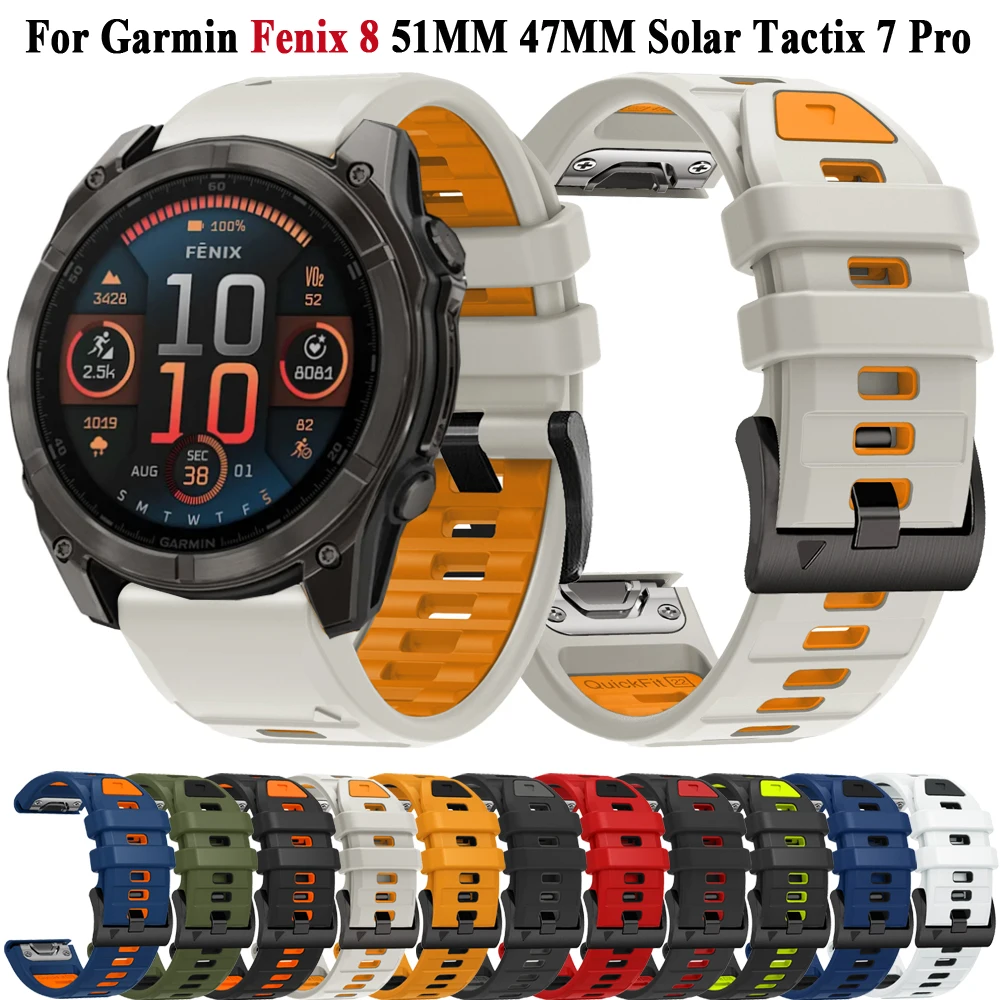 Fenix8 Watch Band For Garmin Fenix 8 47mm 51mm Solar E 7 7X/Epix Pro/6 6X Pro 5X Plus QuickFit 26mm 22mm Silicone Strap Bracelet