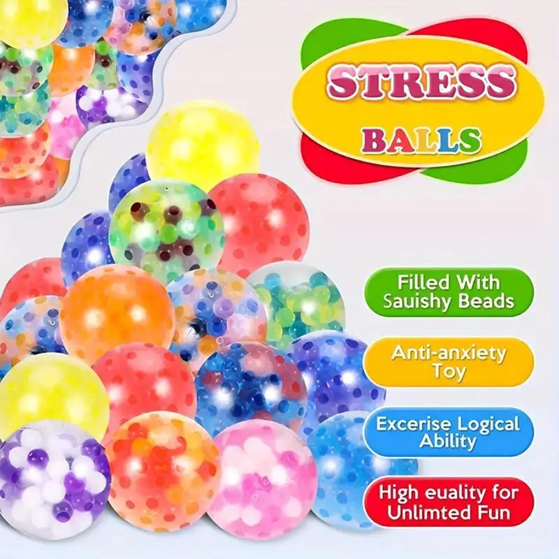Mini Rainbow Squeeze Balls 6 Pack Durable Stress Relief Fidget Toys for Kids Adults All Age Decompression Use