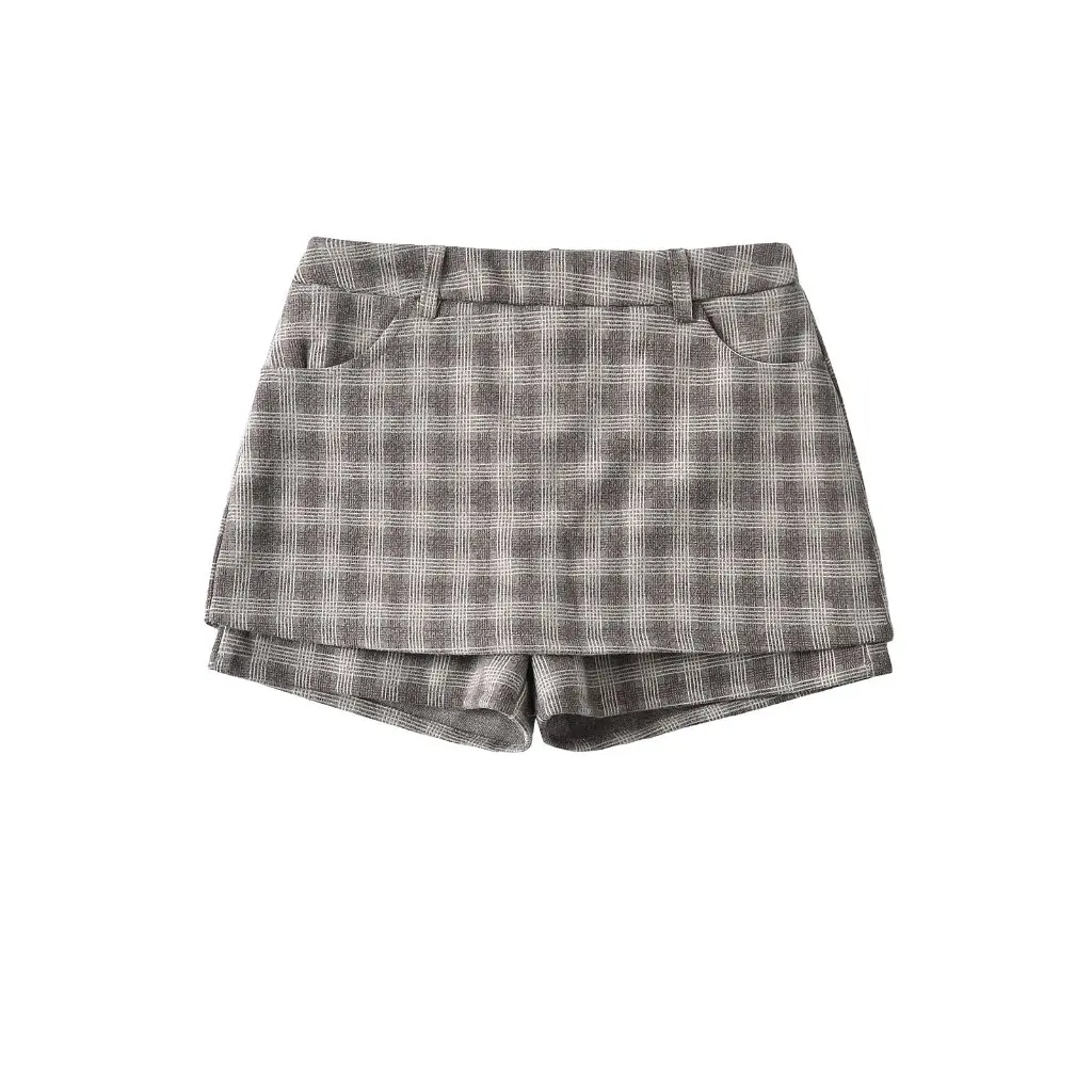 

Women's Vintage Woolen Plaid Skirt Short Hip Skirt Korean Style Elegant All-match Autumn Winter College Fashion