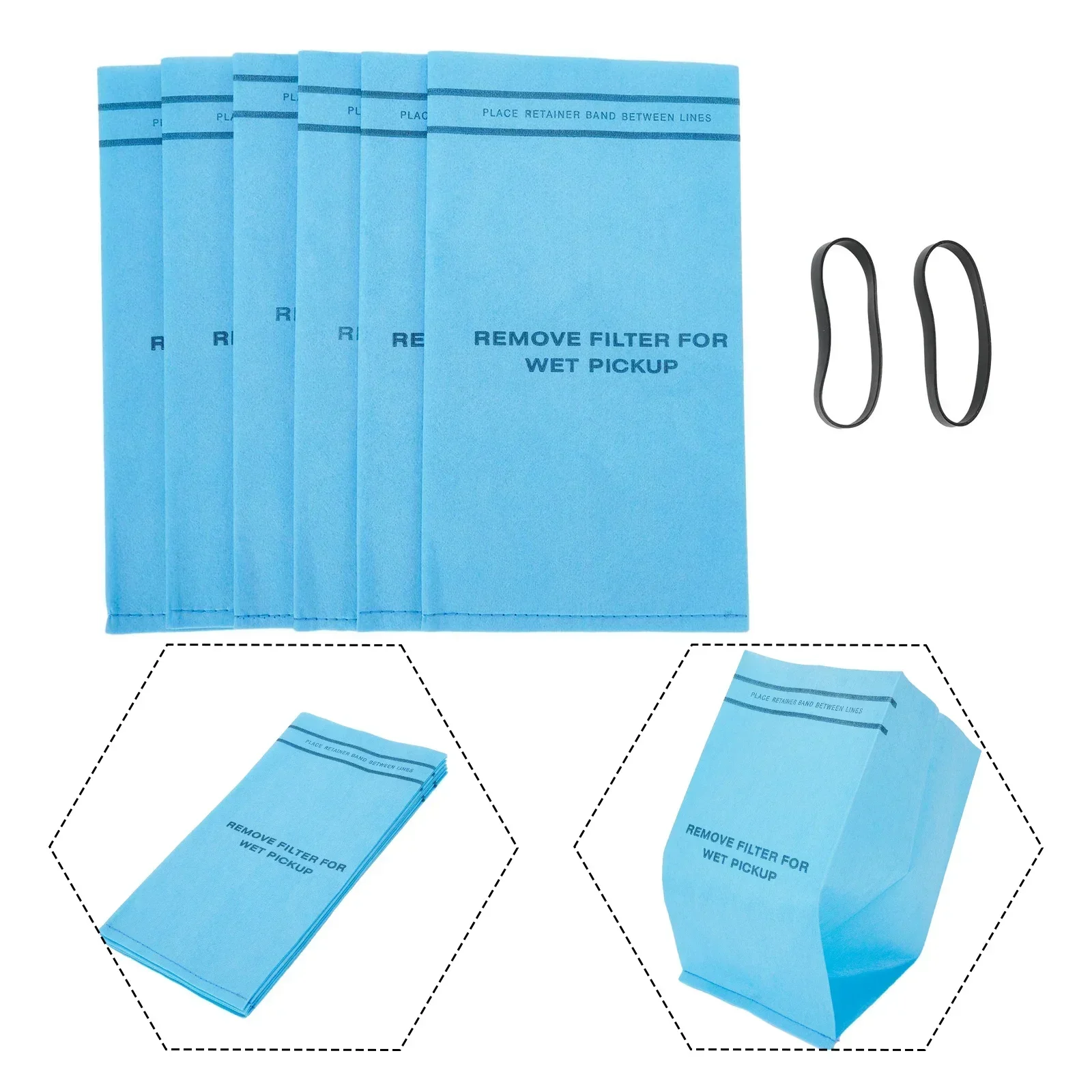 Filter Bag Set Filter Bags With Bands 6pcs Fit 2.5 Gallon Vacuum For MultiFit VF2000 Brand New For 4 Gallon WS0400SS.