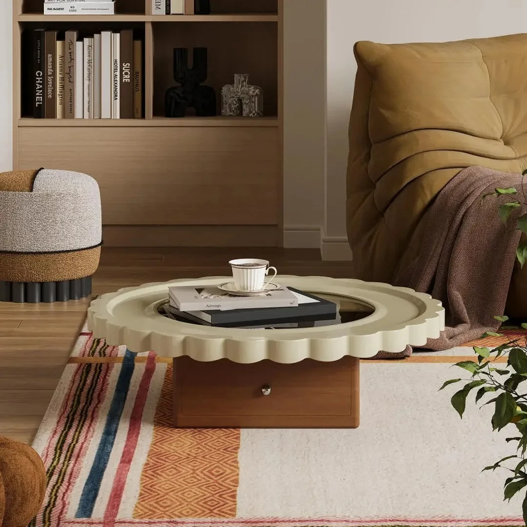 Log Wind Solid Wood Coffee Table Designer Living Room  Modern Minimalist Light Luxury High Sense