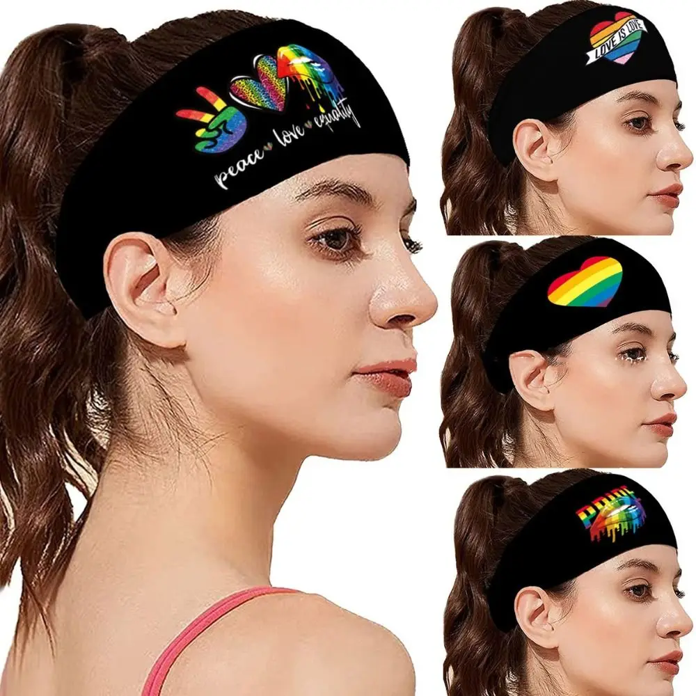 

Модная парадная радужная эластичная повязка на голову с сердечком и буквами, радужная повязка на голову для йоги, спортивная повязка для волос, дышащая спортивная повязка для волос для девочек