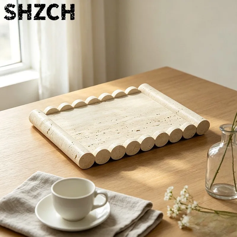 Nordic Stone Tray Heavy Duty Storage Platter Rustic Home Decor Bathroom Countertop Display Holder