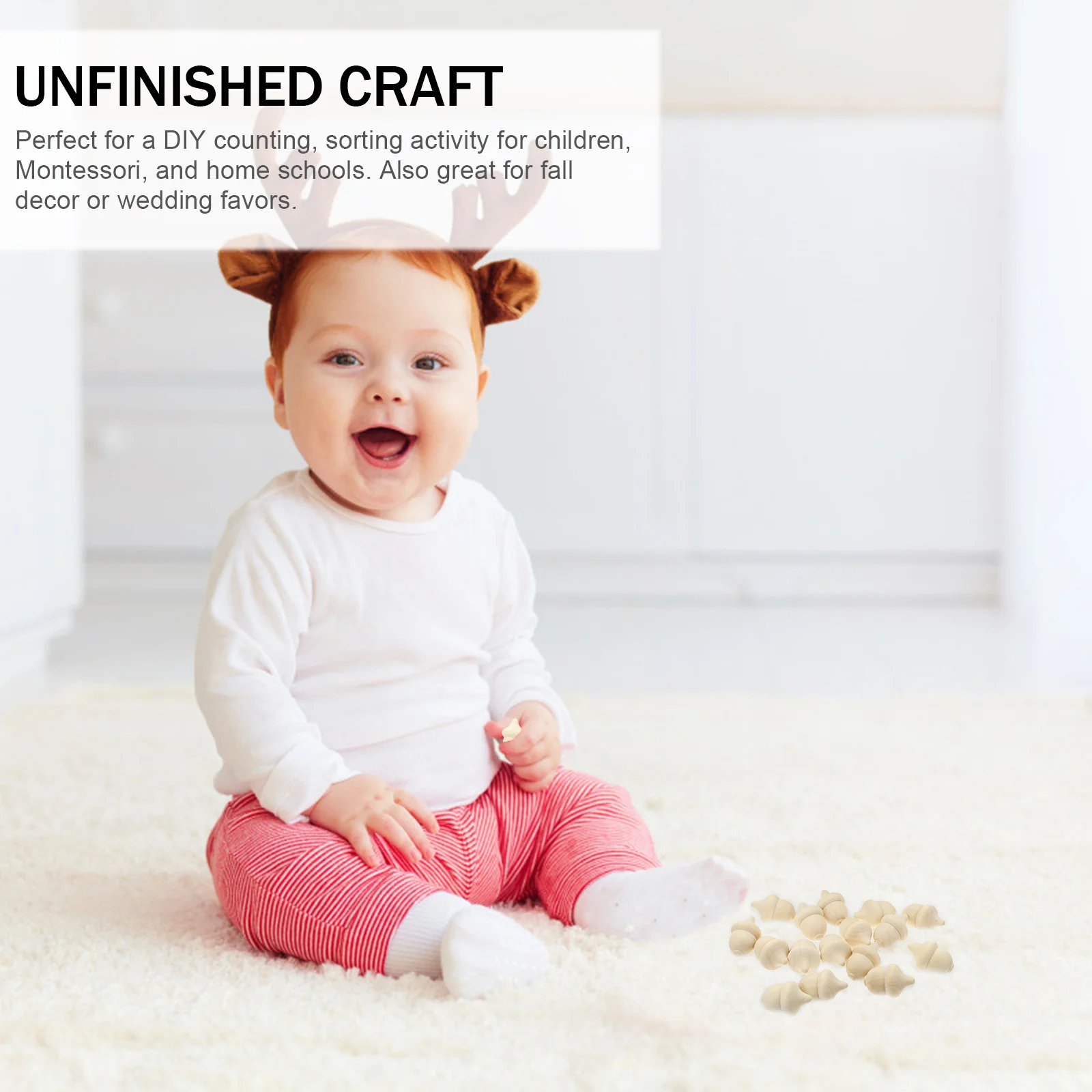 20-teiliges Holzzähl-Set zum Sortieren, unvollendetes Basteln, unvollendetes Bastelset für Kinder, Montessori-Aktivität, Holzschale im Lieferumfang enthalten