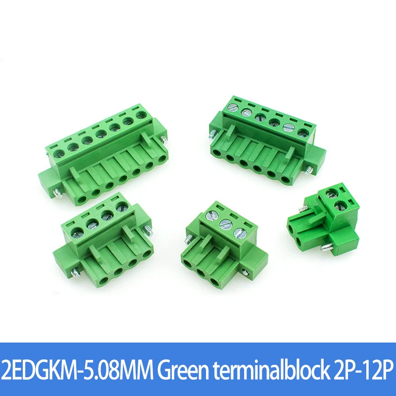 2EDGKM-5.08MM plug-in green wiring terminal with flange fixed PCB wiring plug 2EDGKM-2P-12P terminal block