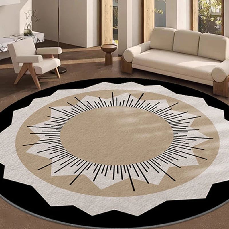 Modern Minimalist Sunburst Geometric Round Rug – Stylish Non-Slip Floor Mat for Living Room & Bedroom