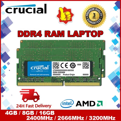 Memoria SODIMM DDR4 RAM 4GB 8GB 16GB SODIMM 2400Mhz 2666Mhz 3200Mhz DDR4 para computadora portátil crucial