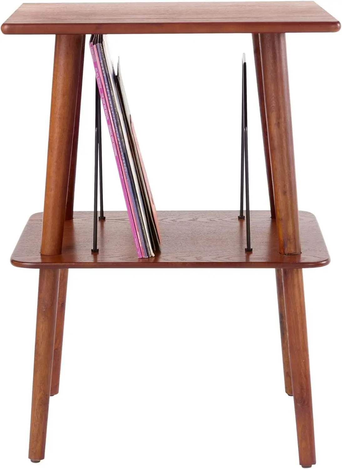 

Mid-Century Modern Record Player Stand with Vinyl Storage, Media Console for Turntable, Home Organizer, 20 Records Capacity