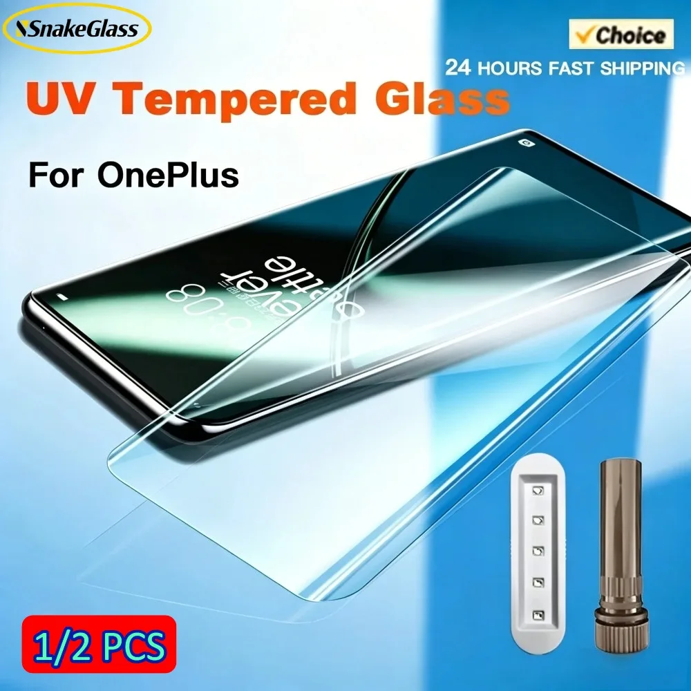 UV Tempered Glass For OnePlus 13 12 11R 10 9 8 7 7T Pro Ace 3 2 Pro Full Cover Screen Protector 3D Hot-Bending Anti-Shatter Film