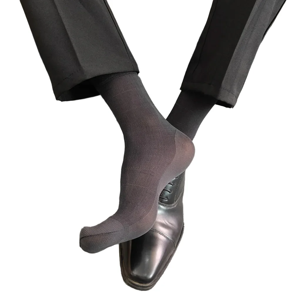 

Men's Business Formal Ultra Thin Sheer Socks with Stripe Tube Style for Dress and Work Suitable for Daily Wear