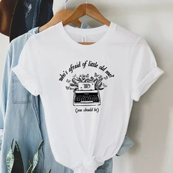 Fashion Women T-shirts Who's Afraid of Little Old Me Print Music Album T Shirts Vintage Floral Radio Tops Tees Women TTPD Tshirt