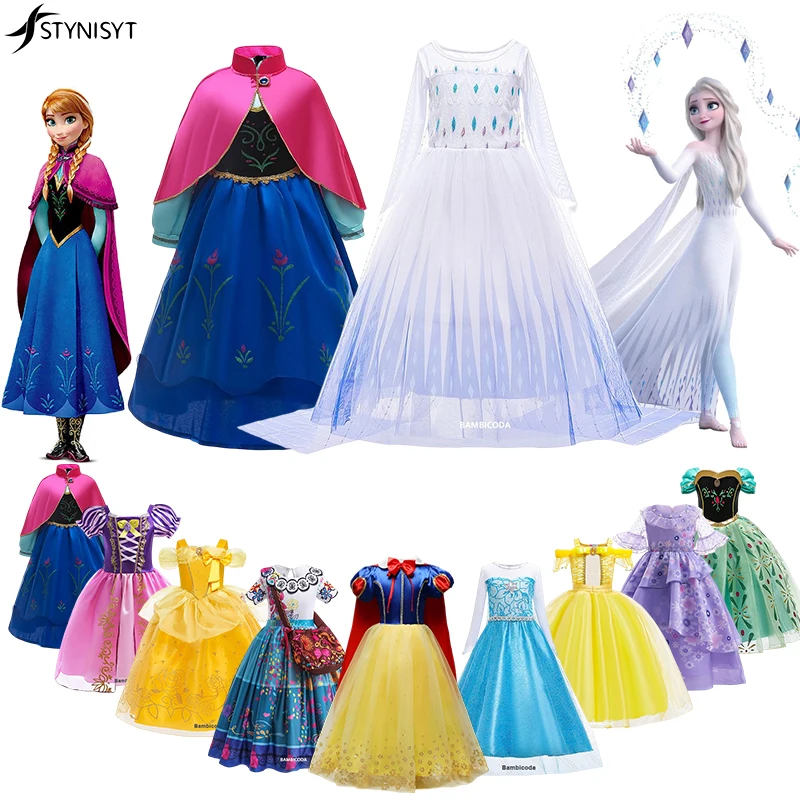 

Froze-n 2 Elza Dresses for Girls Anna Elza Belle Costumes Princess Dress Girls Children Gowns Kid Cosplay Party Dress