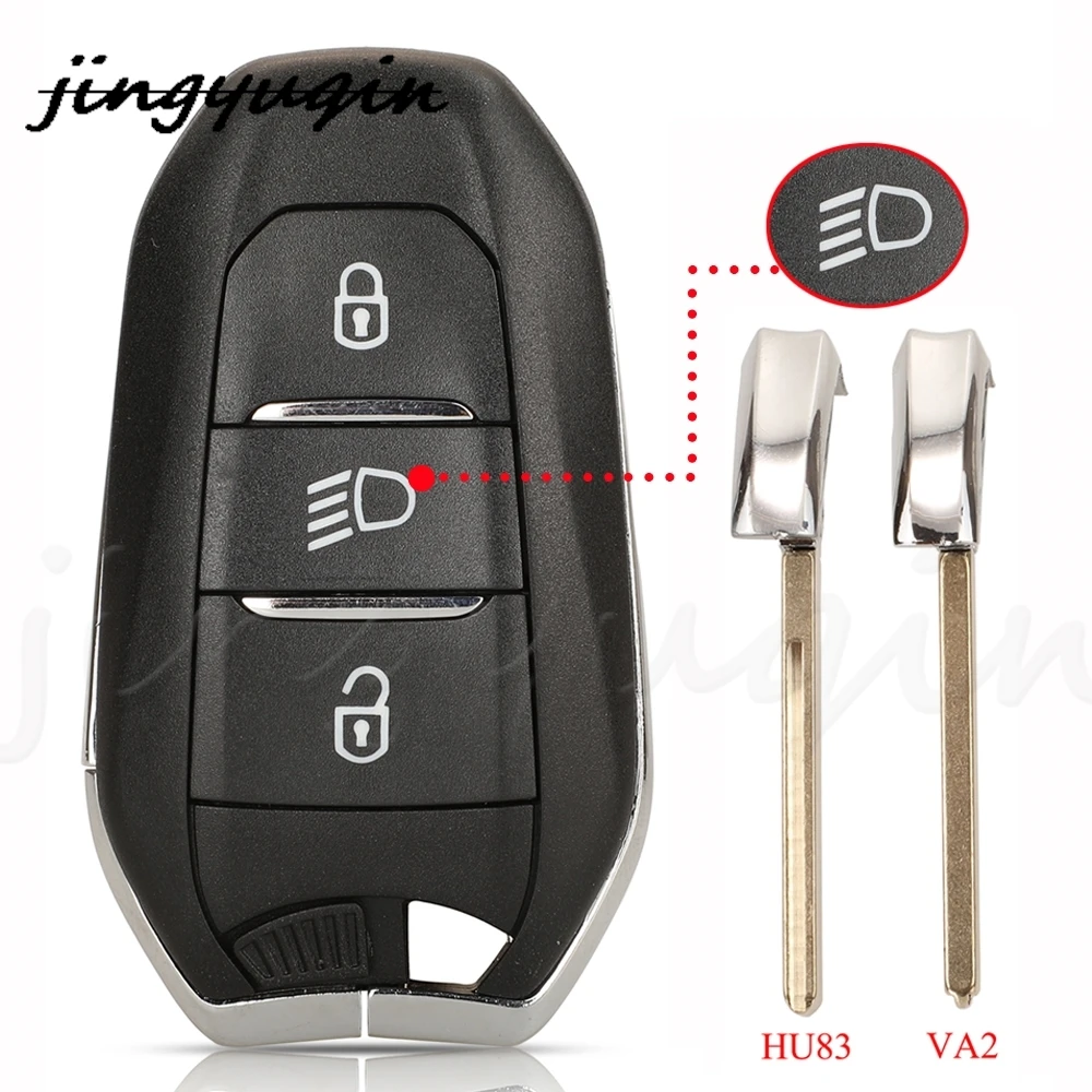 

jingyuqin 3Buttons Remote Car Key Shell Case Fob For Peugeot 308 408 508 2008 3008 4008 5008 Citroen C4 C4L C6 C3-XR