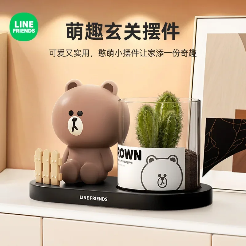 Line Friends Brown Green Plant Succulent Cartoon Decorative Ornaments Fragrance Entrance Tabletop Ornaments Housewarming Gift