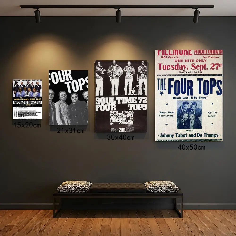 band T-The Four Tops-S Poster Peel and Stick Wall Art for Cafe Office Bar and Home Decoration