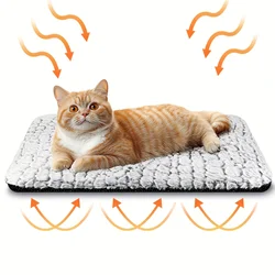 Self Warming Cat Bed, Soft Cat Dog Pet Heating Pad for Indoor Outdoor, Washable Non-Slip Heated Cat Mat Thermal Blanket