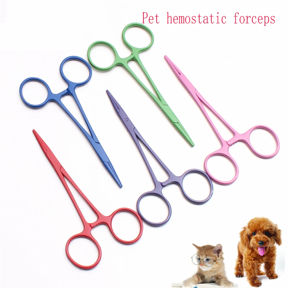 Medical stainless steel straight/curved, pet hemostatic forceps, dog ear hair removal forceps, cat beauty cleaning tool