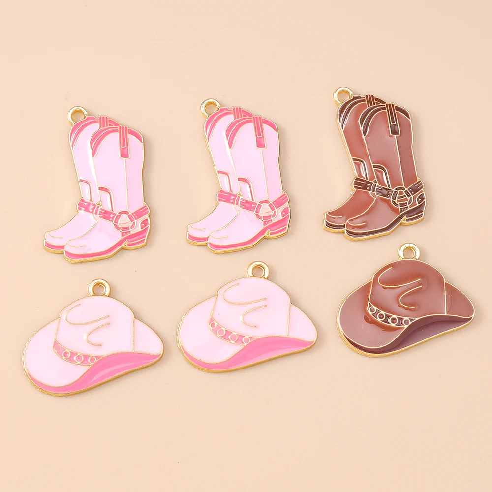Leslie 10 Stück hübsche Cowboy-Bandana-Stiefel und Hutpistolen-Charms für die Schmuckherstellung, Halskette, Ohrringe, DIY, Cowgirl-Hut-Charm-Anhänger – Detail 8