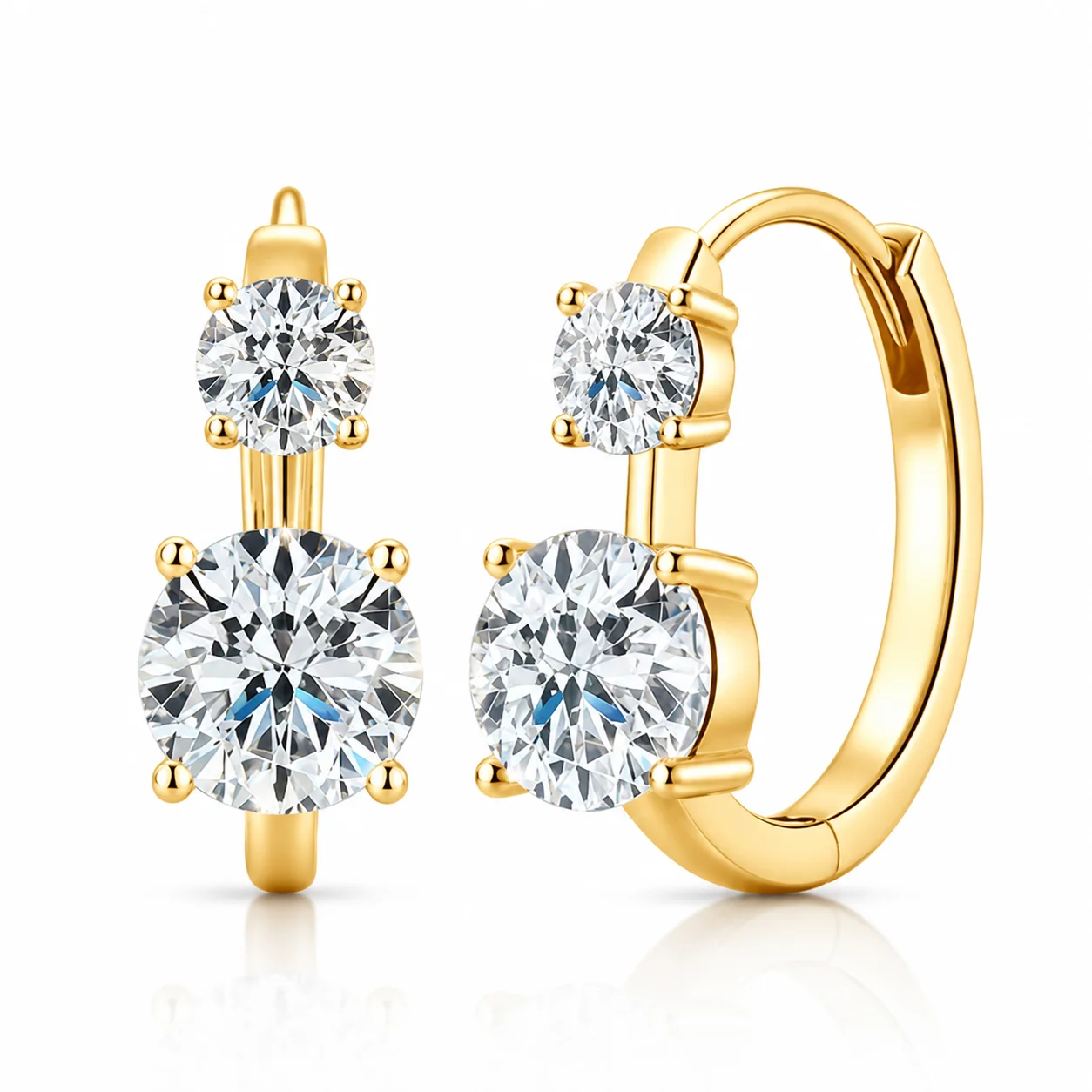 A Pair of Stylish 925 Sterling Silver Earrings with A 0.6-Carat Moissanite, Perfect for School or Commuting.