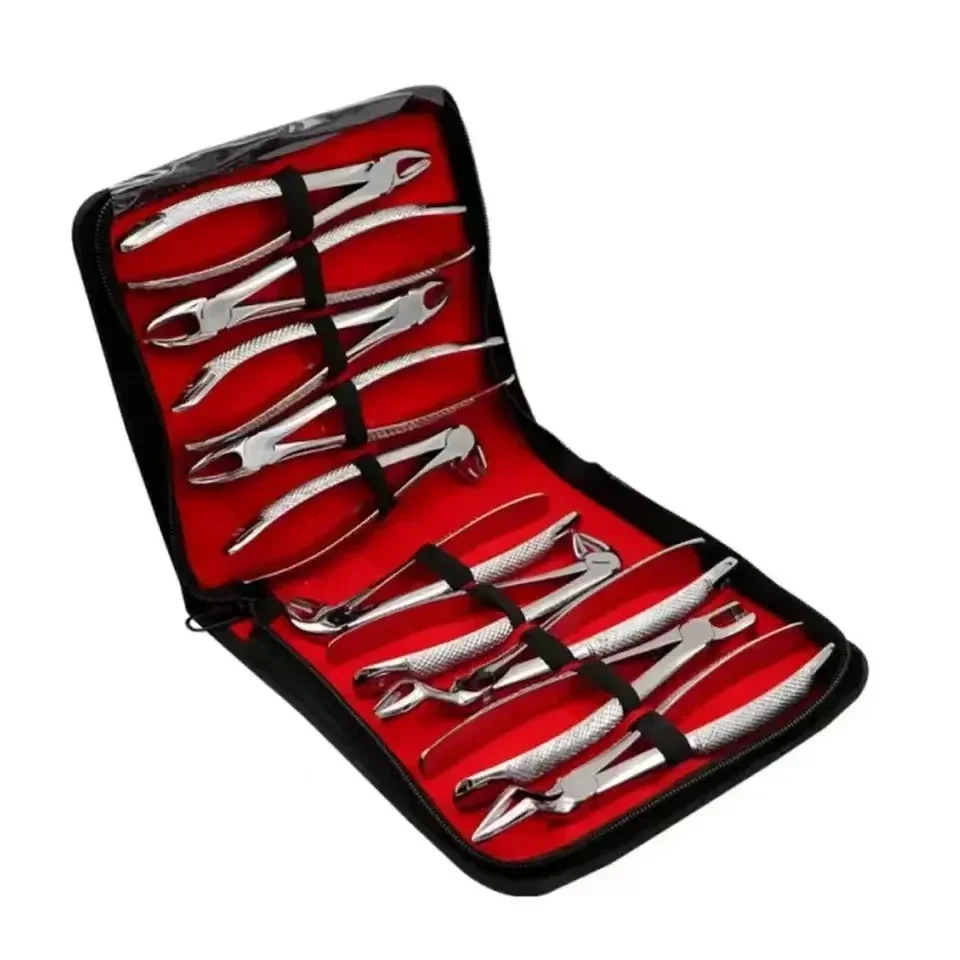 10Pcs/Set Dentals Extraction Plier Forceps kit for Adult Surgical Teeth Extraction Forceps  Dentist Tools  dentals extraction