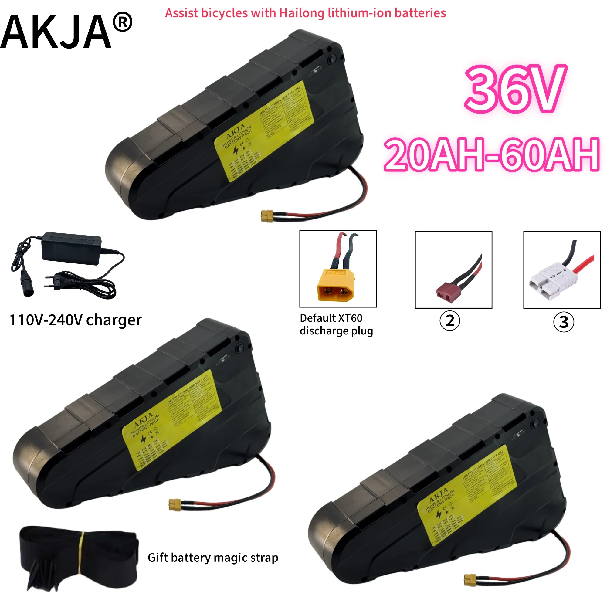 

Air fast transportation 36V60AH High Capacity Waterproof Hard Case Strong power battery pack 350W500W750W1000W triangle battery