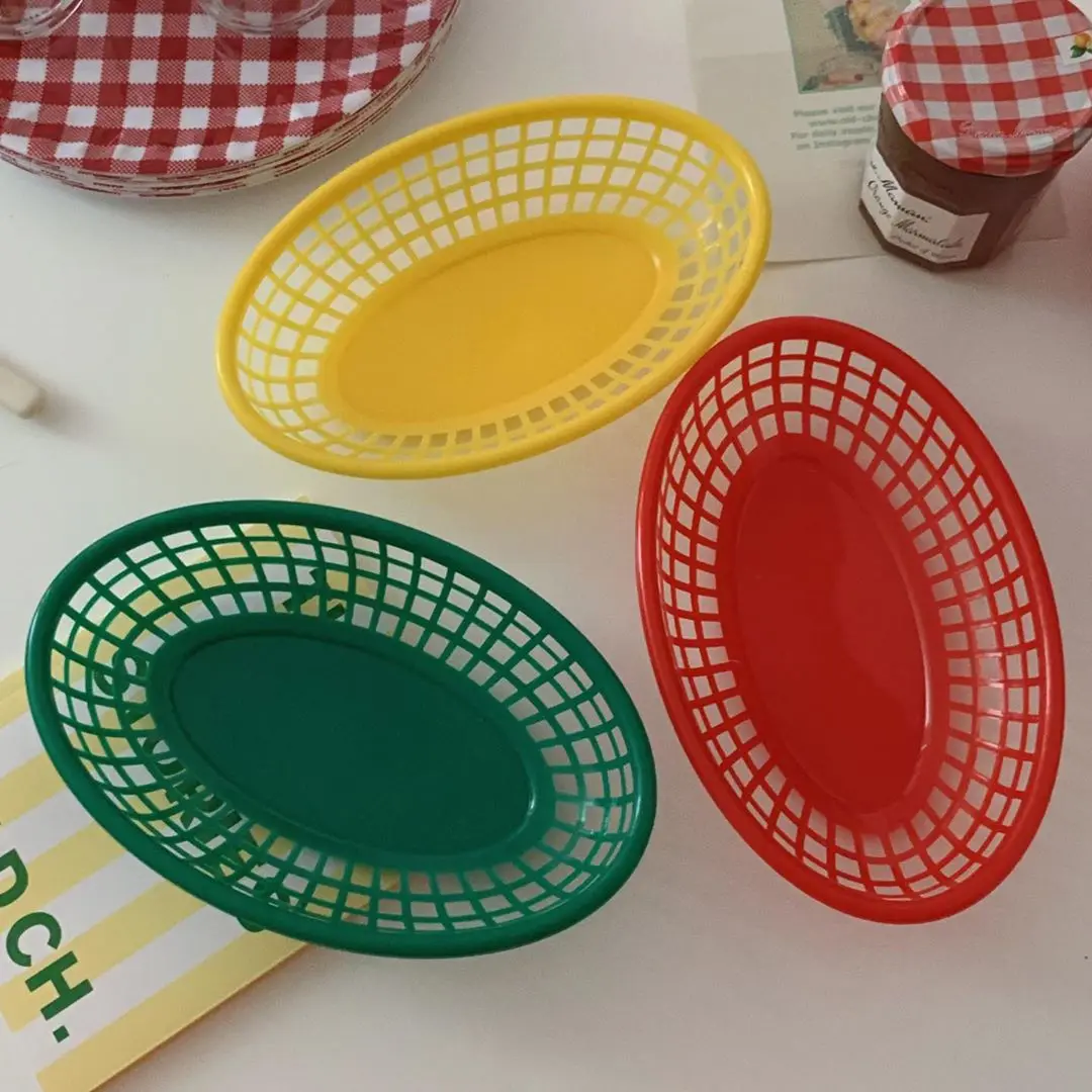 1PC Serving Platter Breakfast Dinner Plates Plastic Baskets Oval French Oval Fruit Basket Bread Basket Kitchen Tools - Image 6