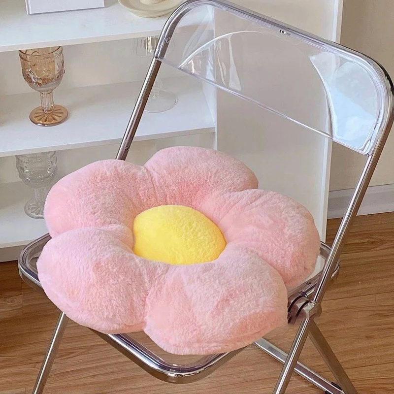 1Pc 32/48cm Furry Plush Flower Plush Pillow Mat Stuffed Lifelike Flower Shape Baby Kids Home Soft Pillow Cushion Home Decor