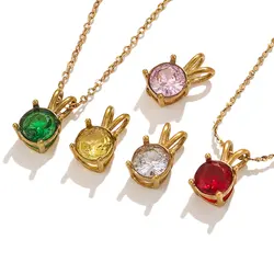 5 Pcs New Rabbit Pendant + 6MM Zirconia Cute and Exquisite Holiday Gift PVD Stainless Steel DIY Necklace Bracelet Accessories
