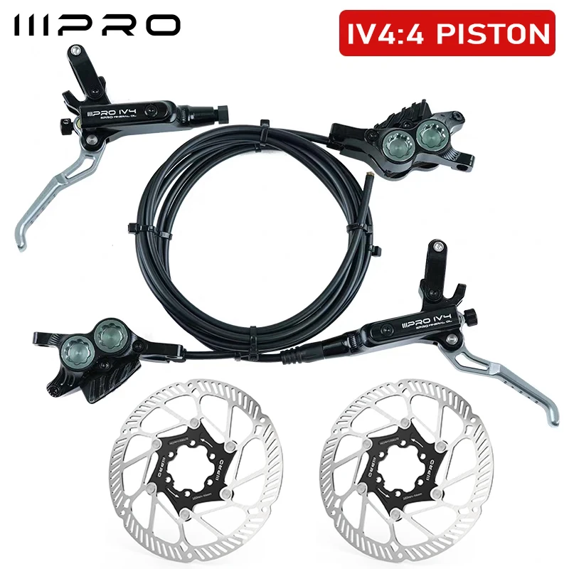 IIIPRO IV4 Fiets Hydraulische Remmen Set 4 Zuiger Fiets Hydraulische Schijfrem Set 160mm Road MTB Oliedruk Remschijf