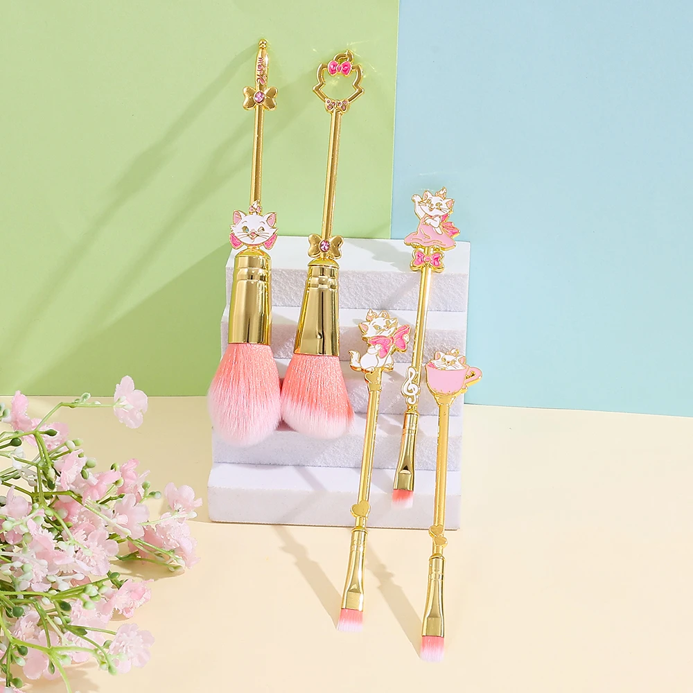 5 個ディズニーマリー猫メイクブラシツールセットメイクアップブラシツールキットアイシャドウアイライナー化粧品ブラシマキアージェム