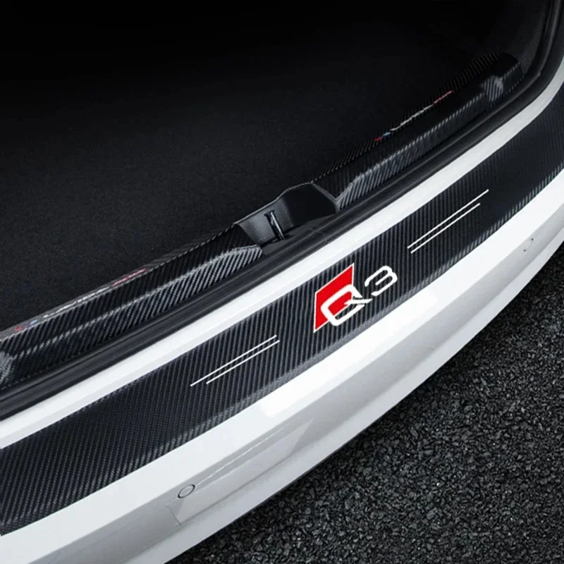 for Audi Q3 Logo Car Accessories Rear Trunk Door Threshold Protective Film Anti Scratch Tape Stickers Sill Decals Auto Styling