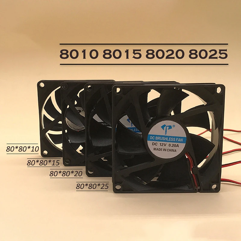 1pc DC Brushless Fans Computer Case Cooling Fan 5V 12V 24V Sleeve Bearing CPU Cooling Fan with Two Lines