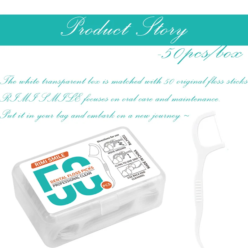 

50pcs/Box Odorless Dental Floss Picks with Anti-Slip Handle Design for Oral Hygiene