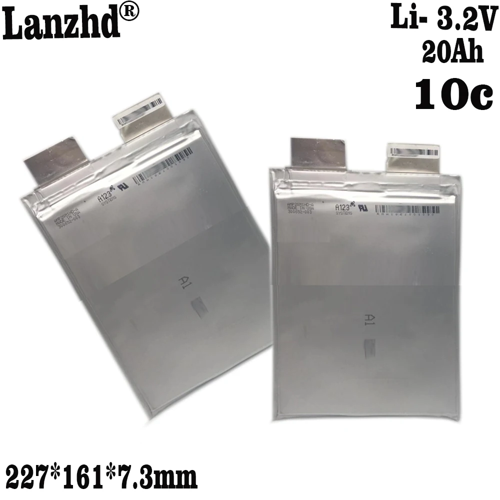 1-13 pz A123 20AH prismatic pouch cell 20C tasso di scarica lifepo4 batteria agli ioni di litio A123 20000mAh lifepo4 celle della batteria