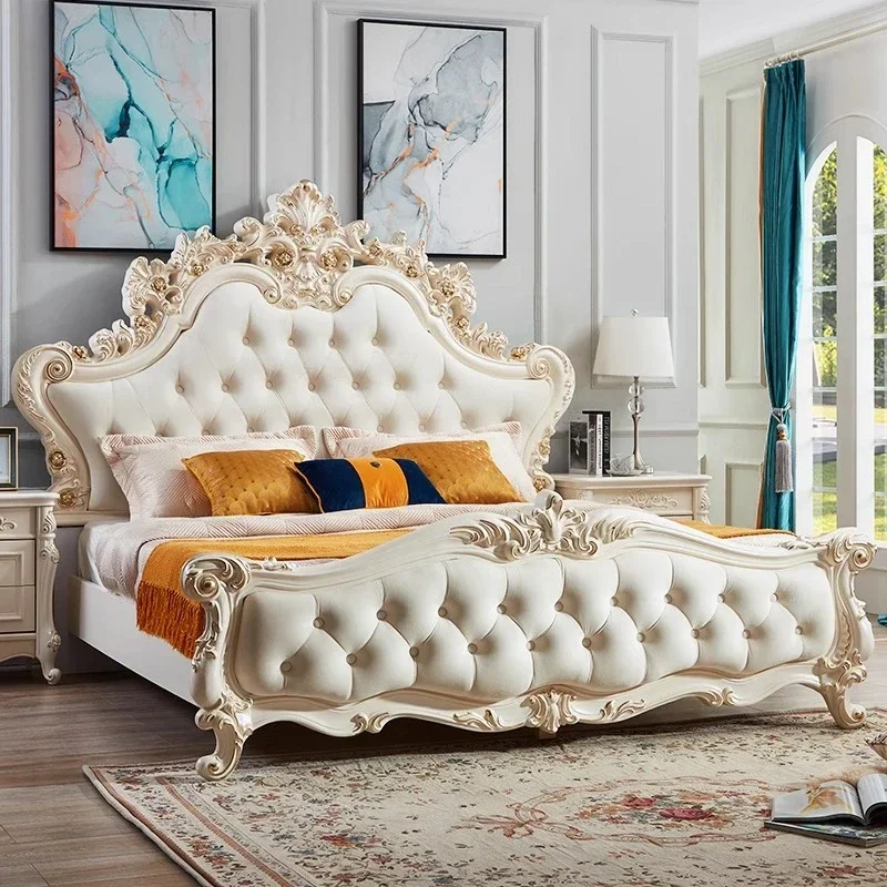 سرير أوروبي عالي الجودة لحفلات الزفاف، مريح لإنشاء سرير كلاسيكي لكامل الجسم، تصميم عصري، أثاث منزلي Cama De Casal #6