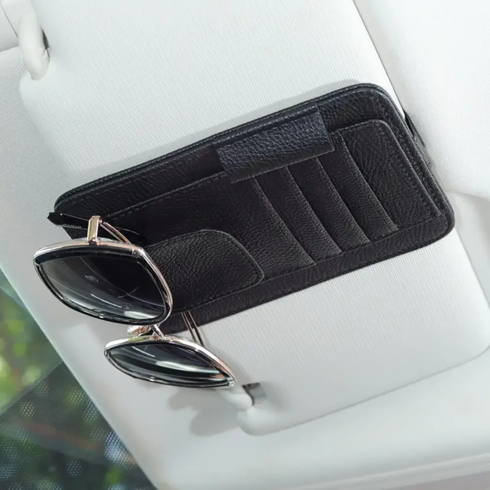 Car Sun Visor Mutil-Pocket Storage Organizer Auto Interior Accessories Car Documents Pouch Credit Card Sun Glasses Pens Holder image 5