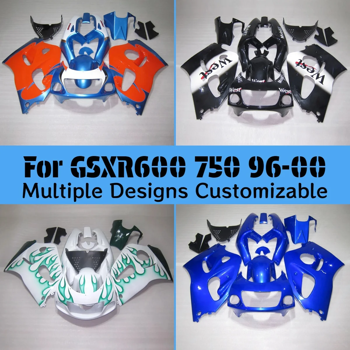 

GSXR 600 750 1996-2000 обтекатель кузова для GSXR600 GSXR750 96-00 обтекатели мотоцикла кузов из АБС-пластика