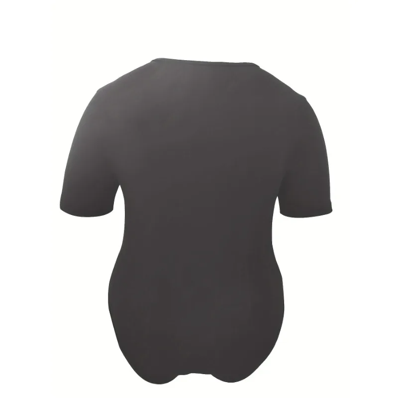 Plus Size Damen-Sport-Body mit Rundhalsausschnitt, Schlankheitsanzug, hohe Elastizität, enge Taille, kurze Ärmel, sexy Konturierungsunterwäsche