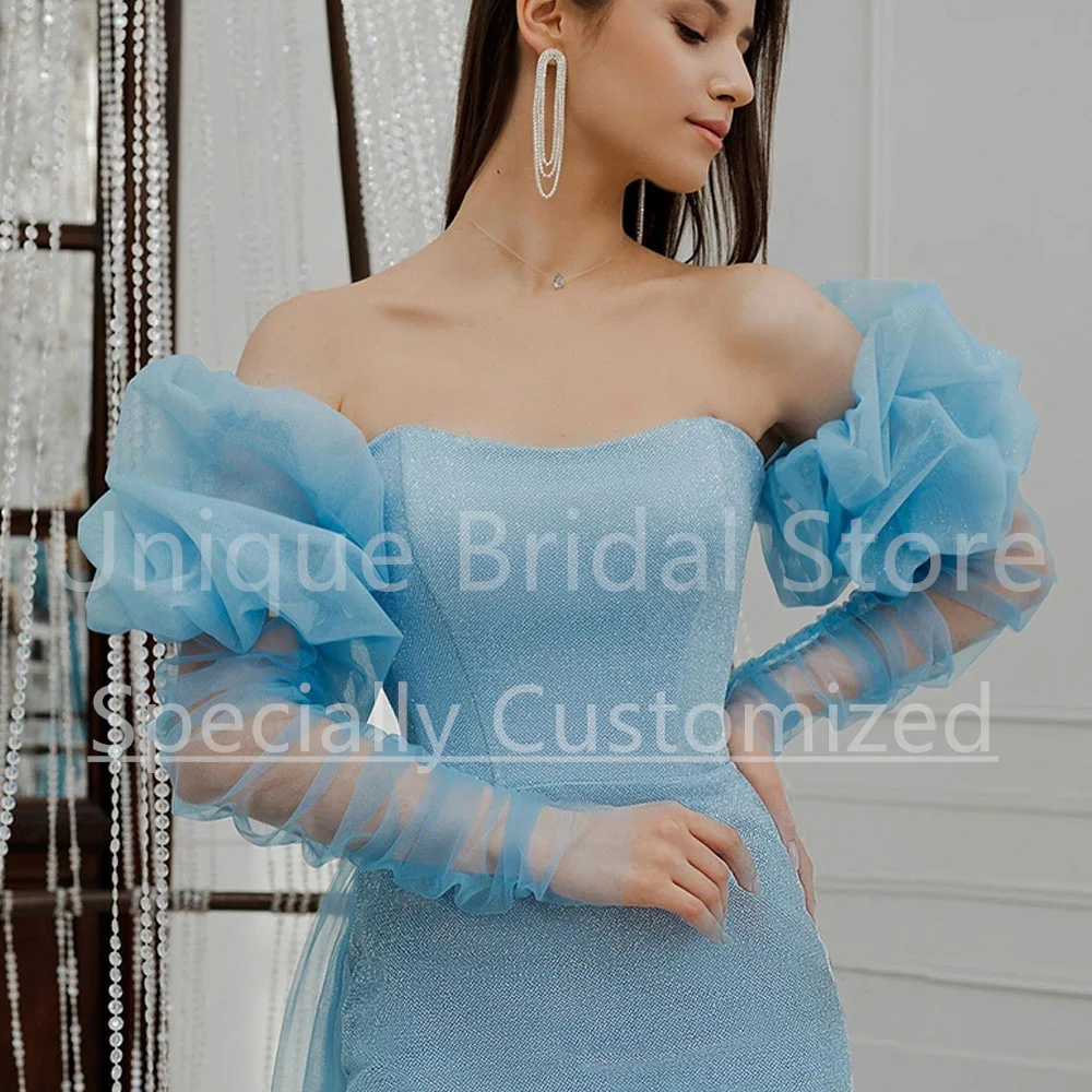 CustomizedVestidos De Gala Tulle Off The Shoulder Long Illusion Sleeve Backless Lace Up Women's Sexy Mini Para Eventos Especial