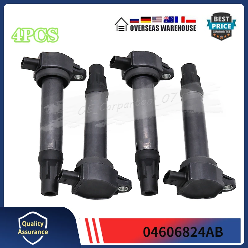 04606824AB Fits For Chrysler 200 Sebring Dodge Avenger Caliber Journey Jeep Compass Patriot 4Pcs Ignition Coil 04606824AC