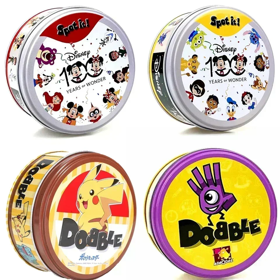 

Hot Dobble Cards Game Toy with Metal Box Red Sports Animals Jr Hip Kids Board Game Gift Holidays Camping