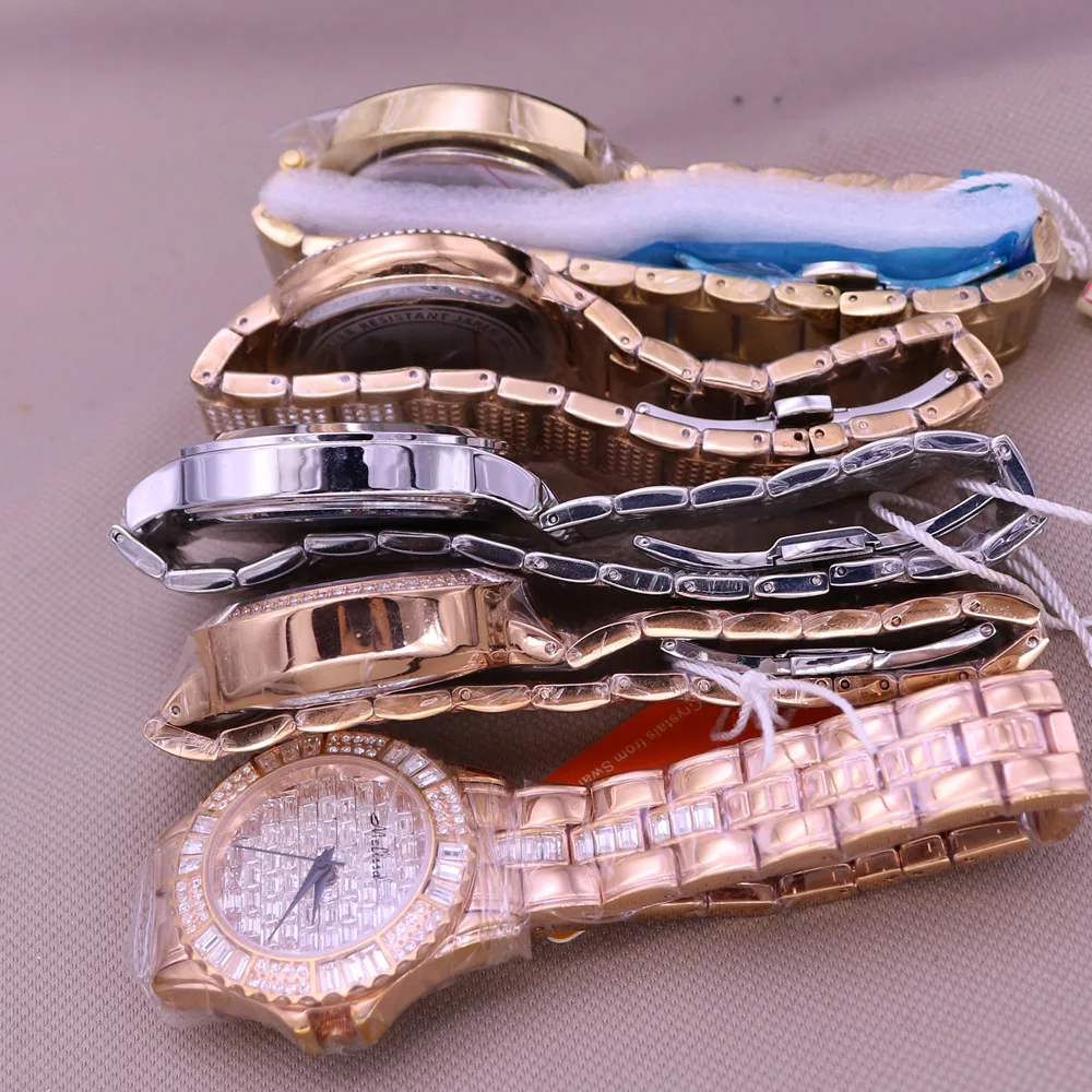 Luxury Melissa Lady Women's Watch Elegant Full Rhinestone CZ Fashion Large Hours Bracelet Crystal Clock Girl Birthday Gift Box