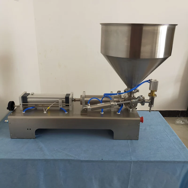 Máquina llenadora de pasta viscosa, mezcla agitadora para pasta alimentaria, llenadora de botellas de crema, líquidos, máquina llenadora de Gel para salsa de curricán