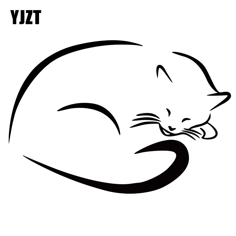 YJZT 15cmX10.3cm Interesting Animal Sleeping Cat Car Sticker Decal Black/Silver Vinyl Accessories