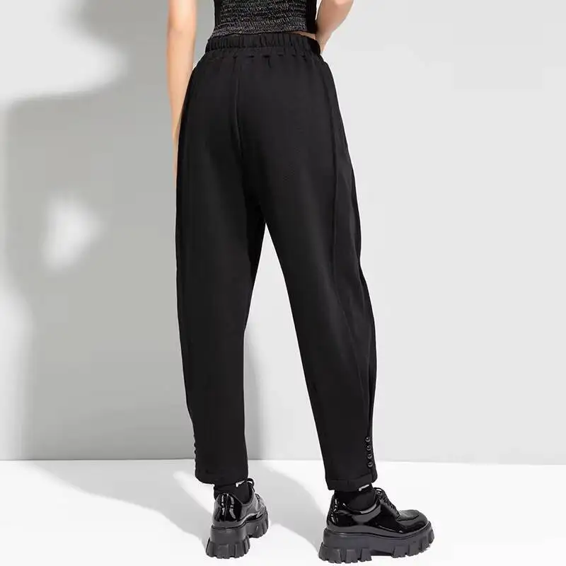 Ladies Conical Pants Harun Pants Spring And Autumn New Personality Nail Buckle Fashion Design Sense Of Loose Leisure Large Pants