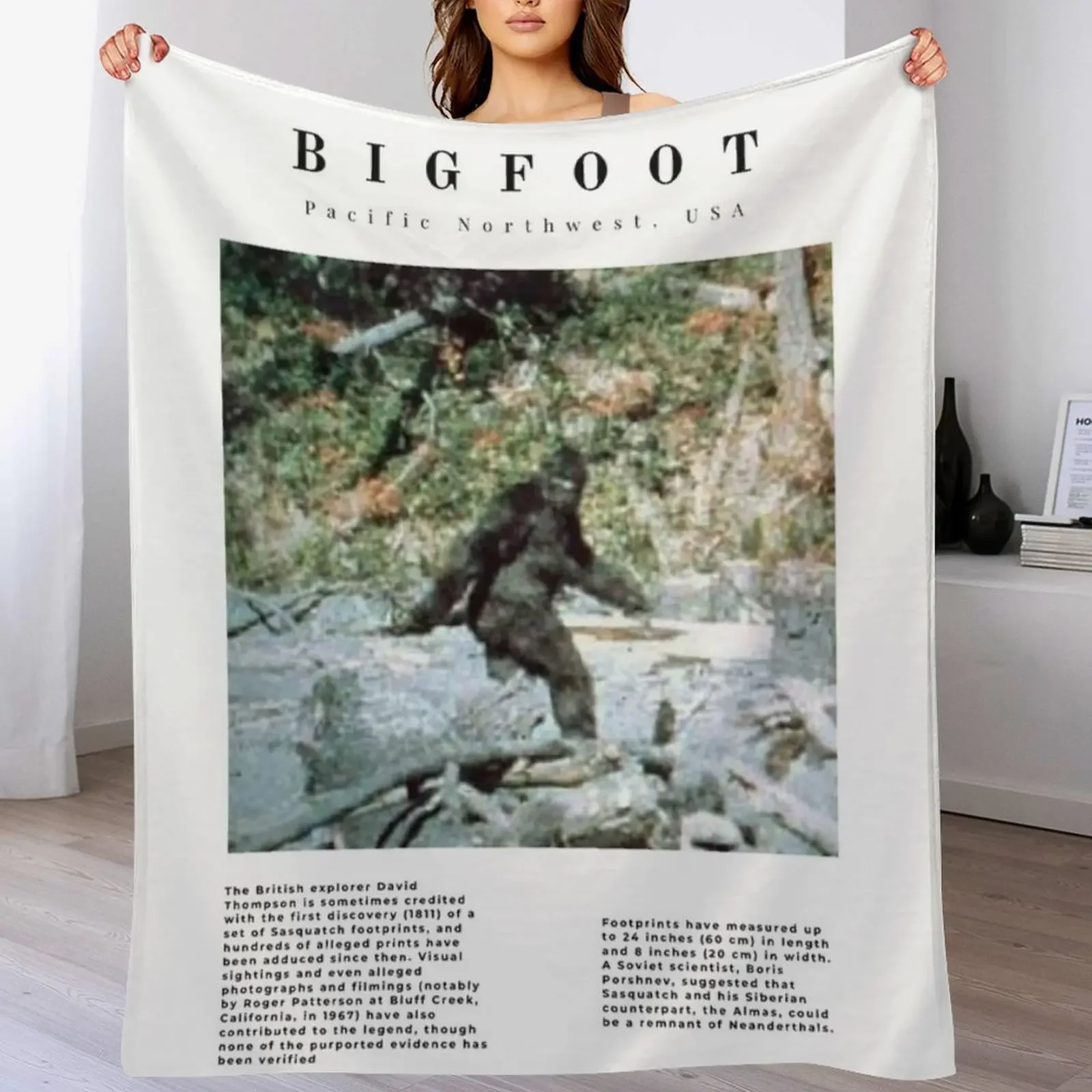 Minimalist Cryptids: Bigfoot Throw Blanket Shaggy Furry Soft Blanket for Bedroom Living Room