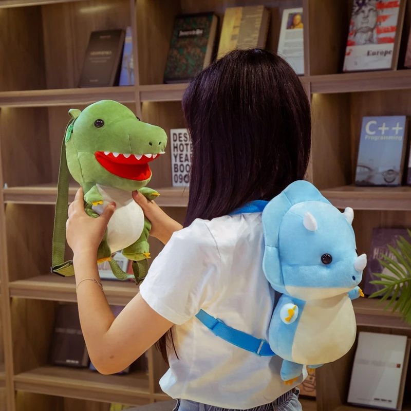 New Fashion Creative 3D Dinosaur Backpack Cute Animal Cartoon Plush Backpack Dinosaurs Bag for Children Kids Boy Gifts